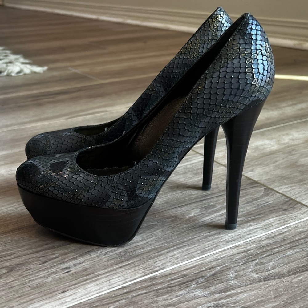 Stuart Weitzman Platform Python Print Stilettos G… - image 4